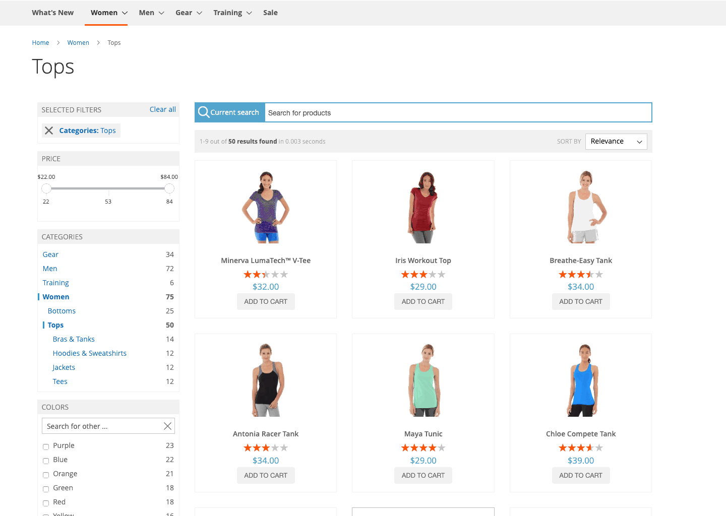 Adobe Commerce (Magento) search navigation
