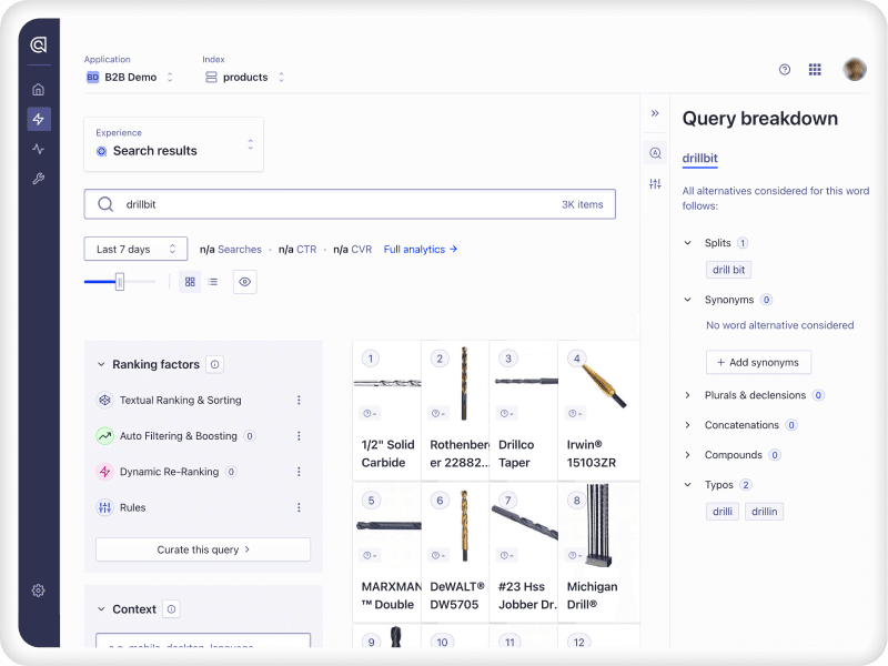 B2B search with the Merchandising Studio